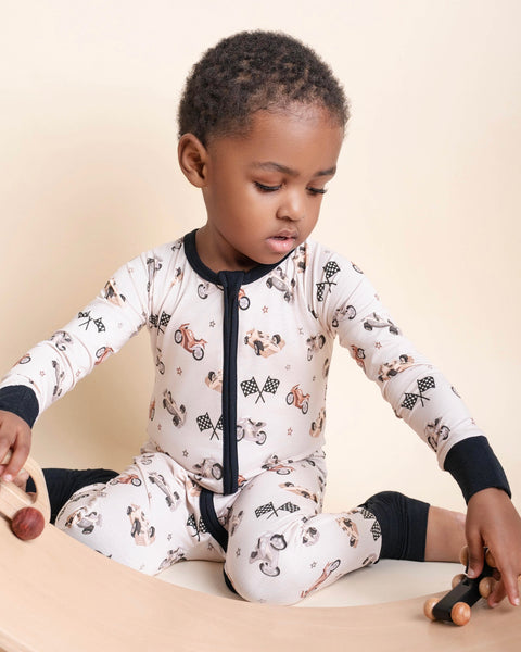 1st To Bed Zip Romper – Dreamy Bamboo