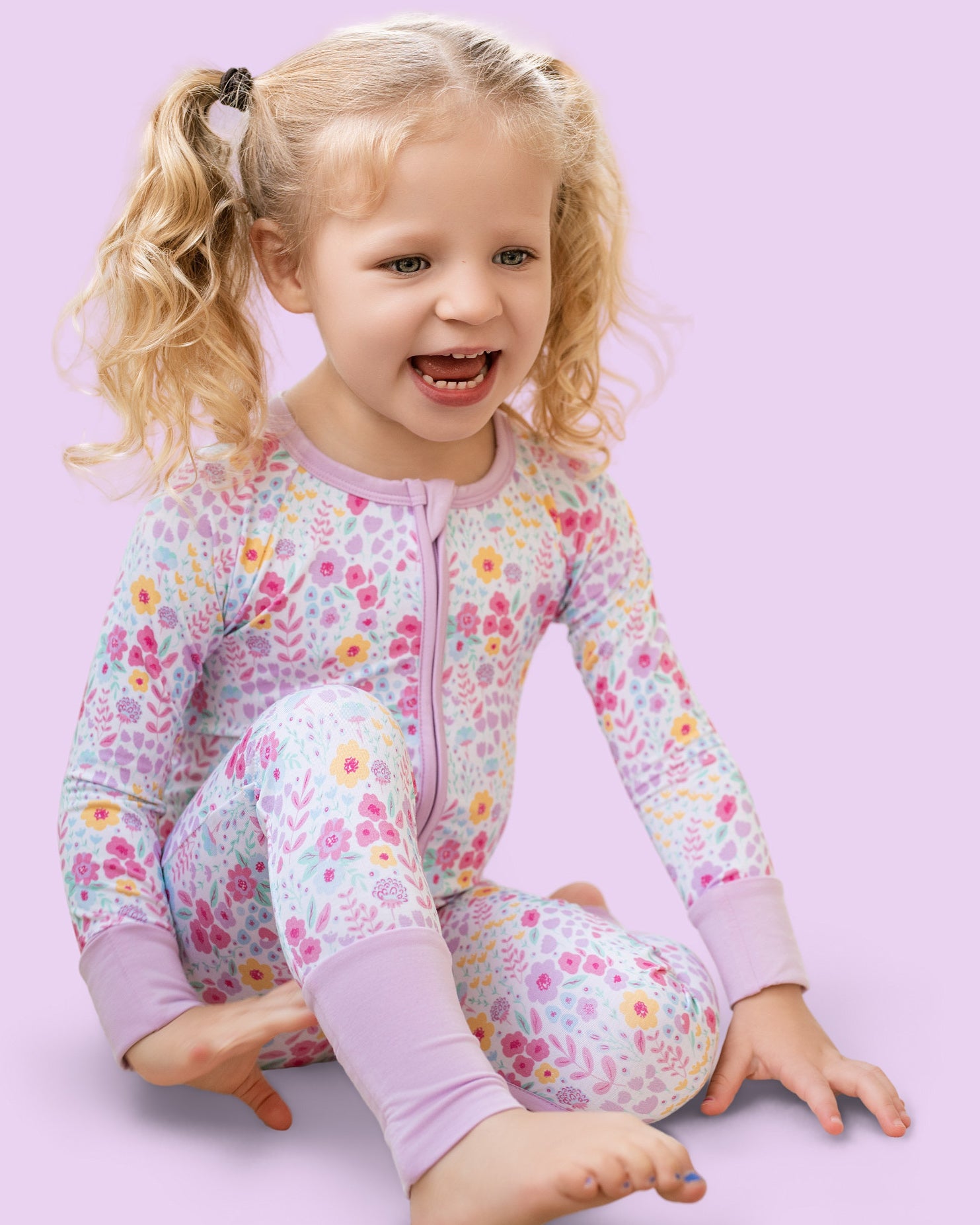 Lavender bloom Zip Romper