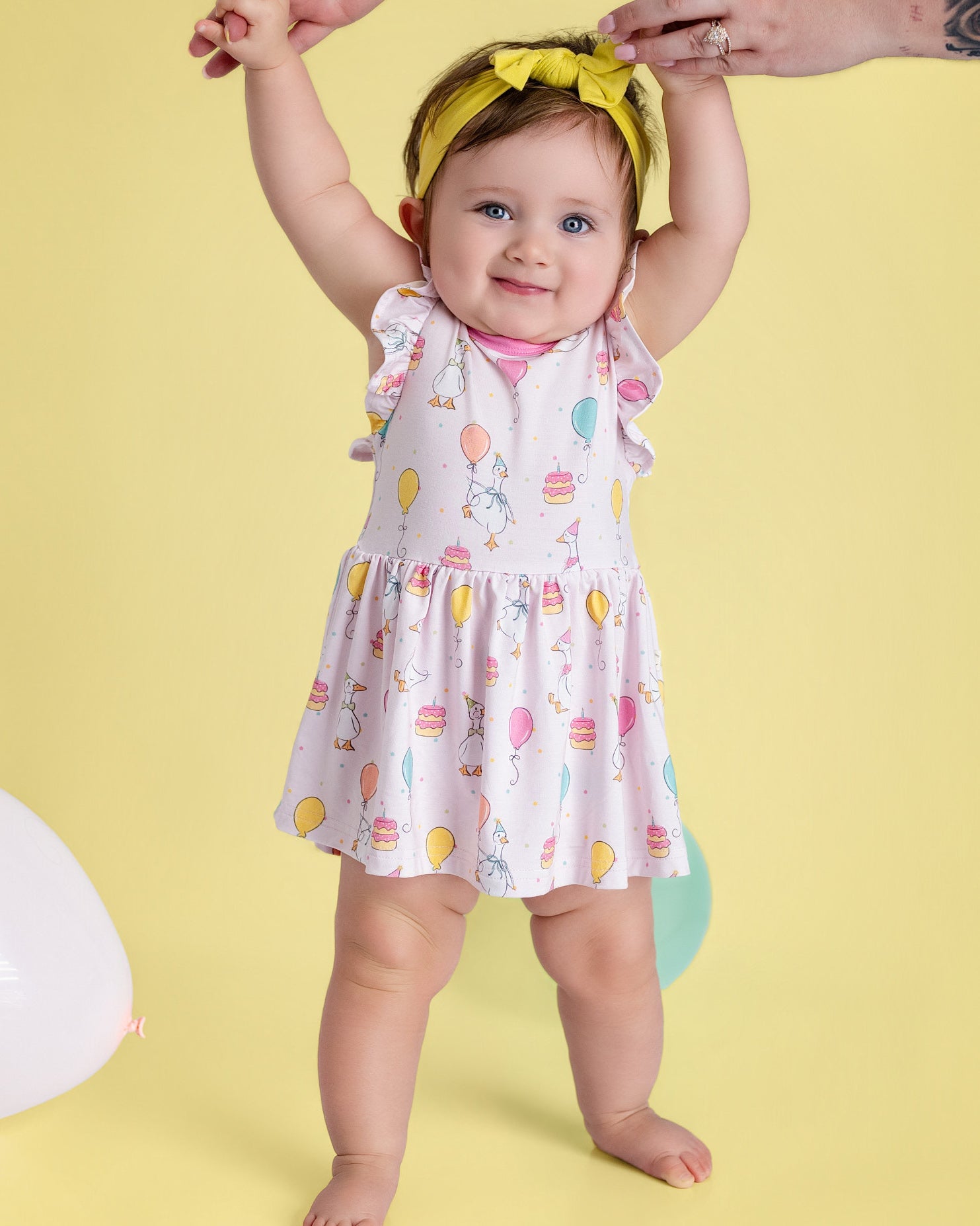 Party Geese Pink Twirl Dress with bodysuit