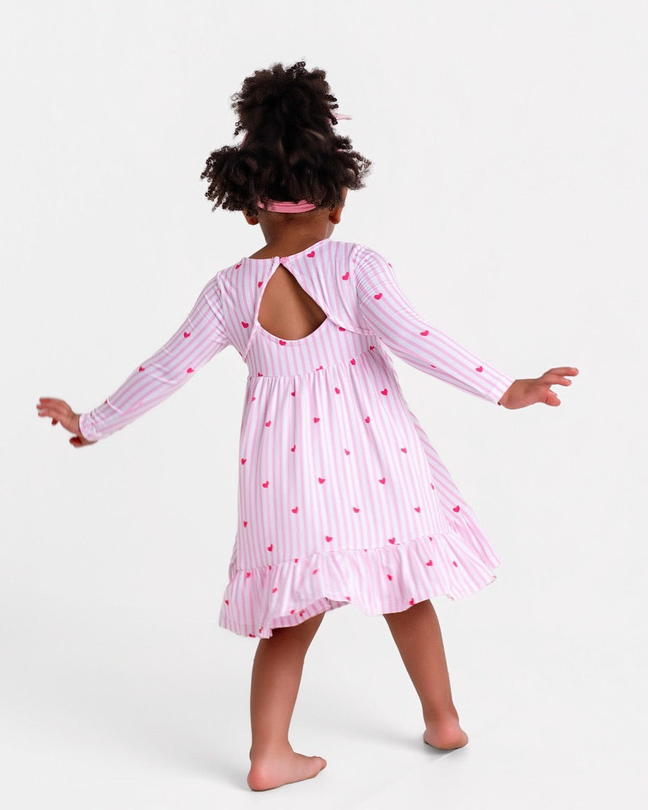 Tiny Heart Pink Twirl Dress