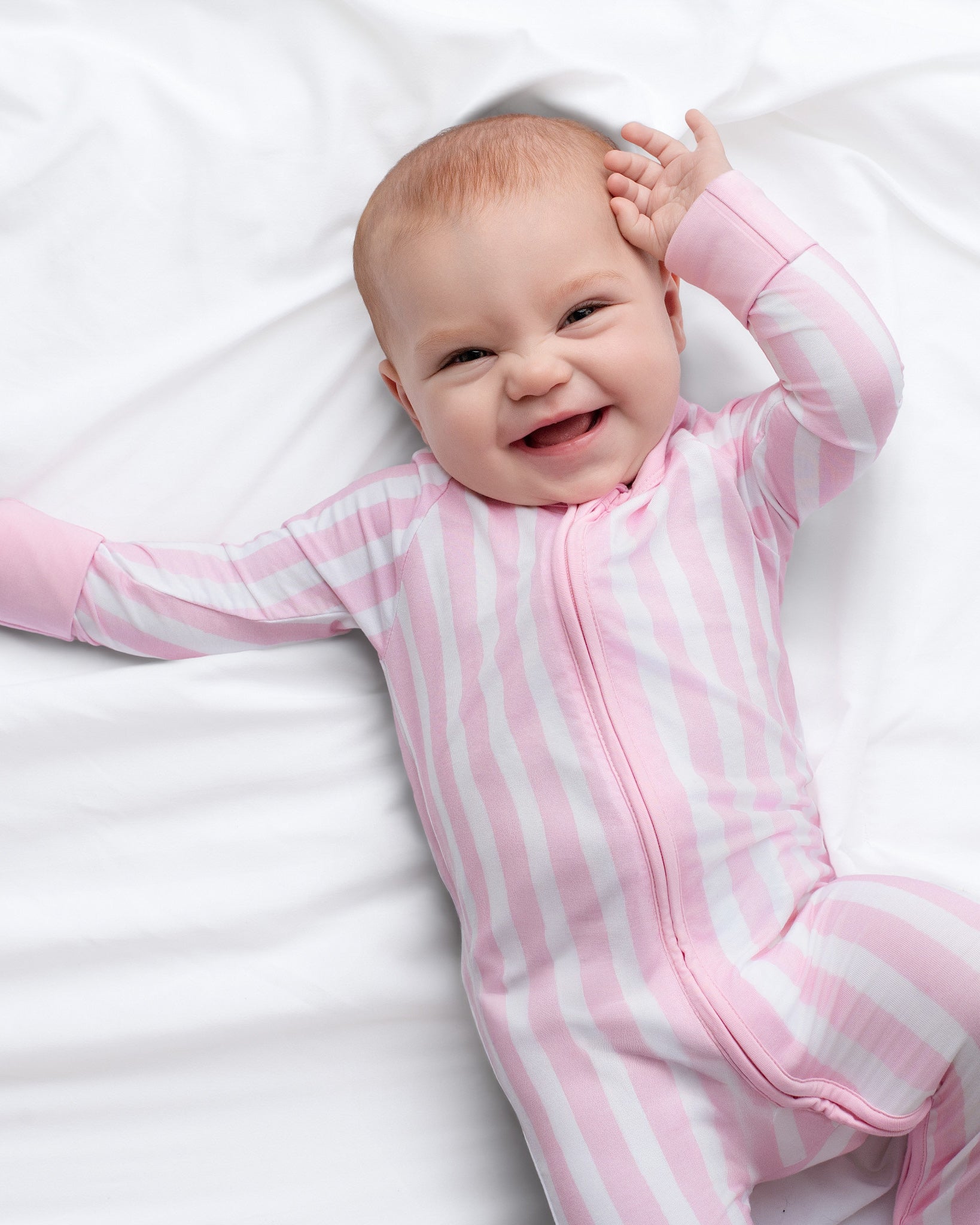 Cotton Candy Pink Stripe Zip Romper