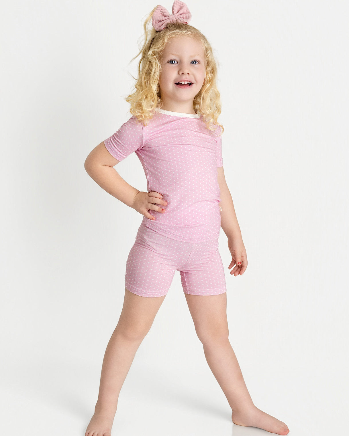 Polka Dots Two-Piece Short Sleeve & Shorts Set