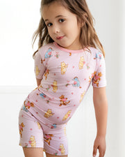 Love Bear Pink Two-Piece Short Sleeve & Shorts Set