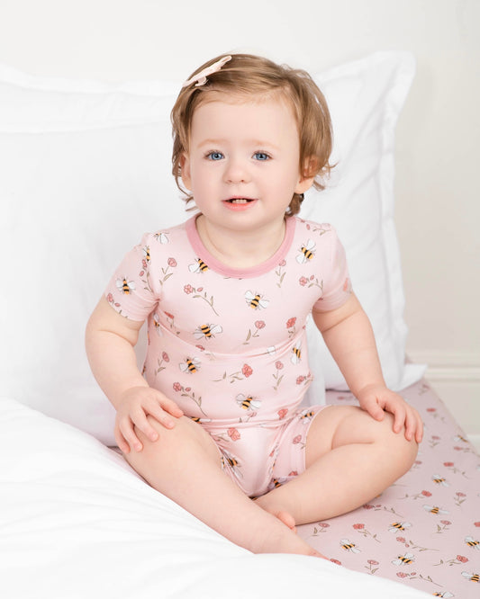 Blooming Bee Two-Piece Short Sleeve & Shorts Set