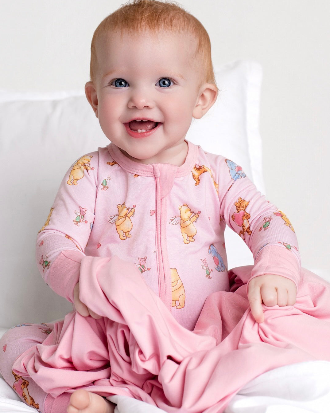 Love Bear Pink Zip romper – Dreamy Bamboo