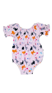 Cats & Bows Smocked Bubble Romper