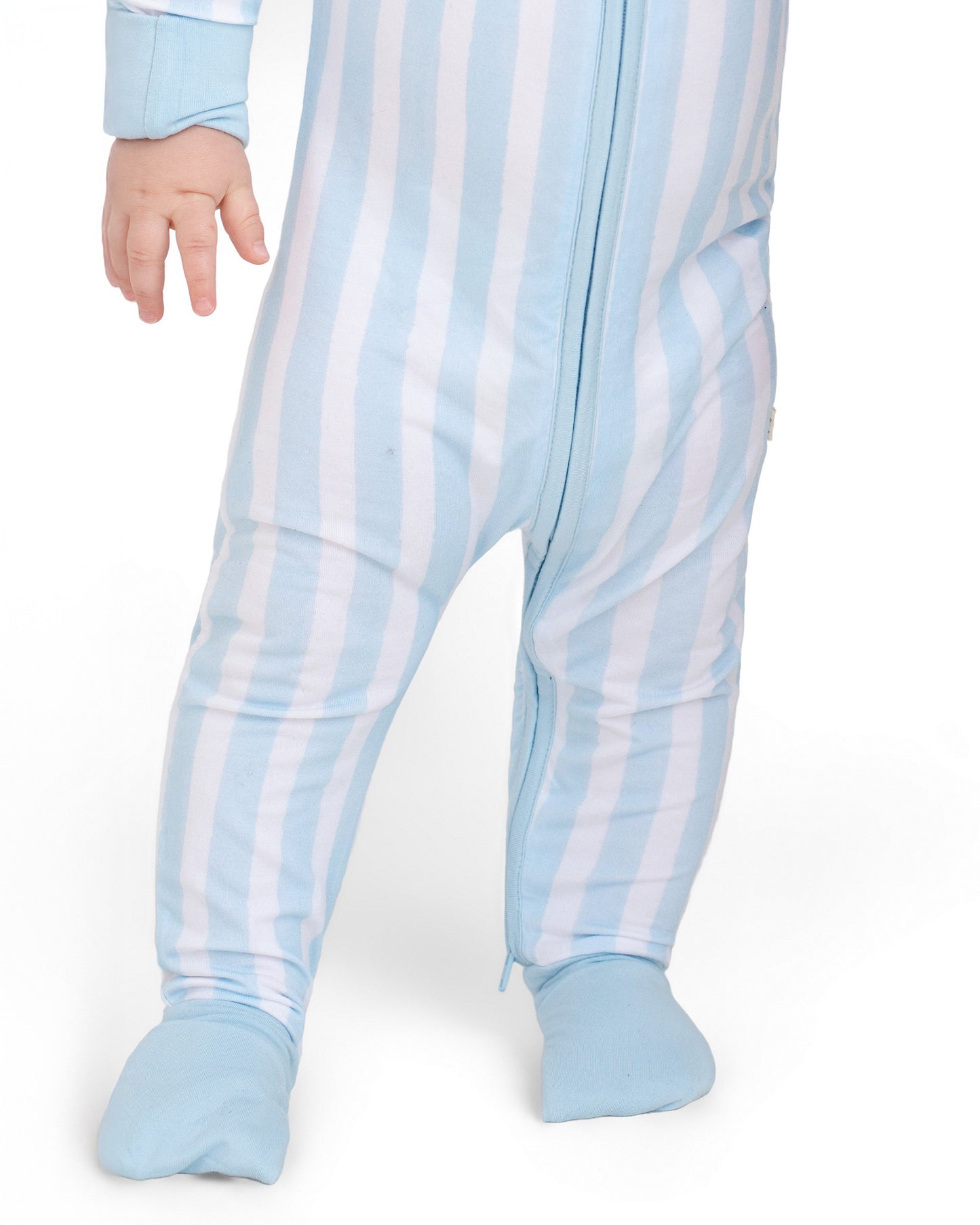 Cotton Candy Blue Stripe Zip Romper