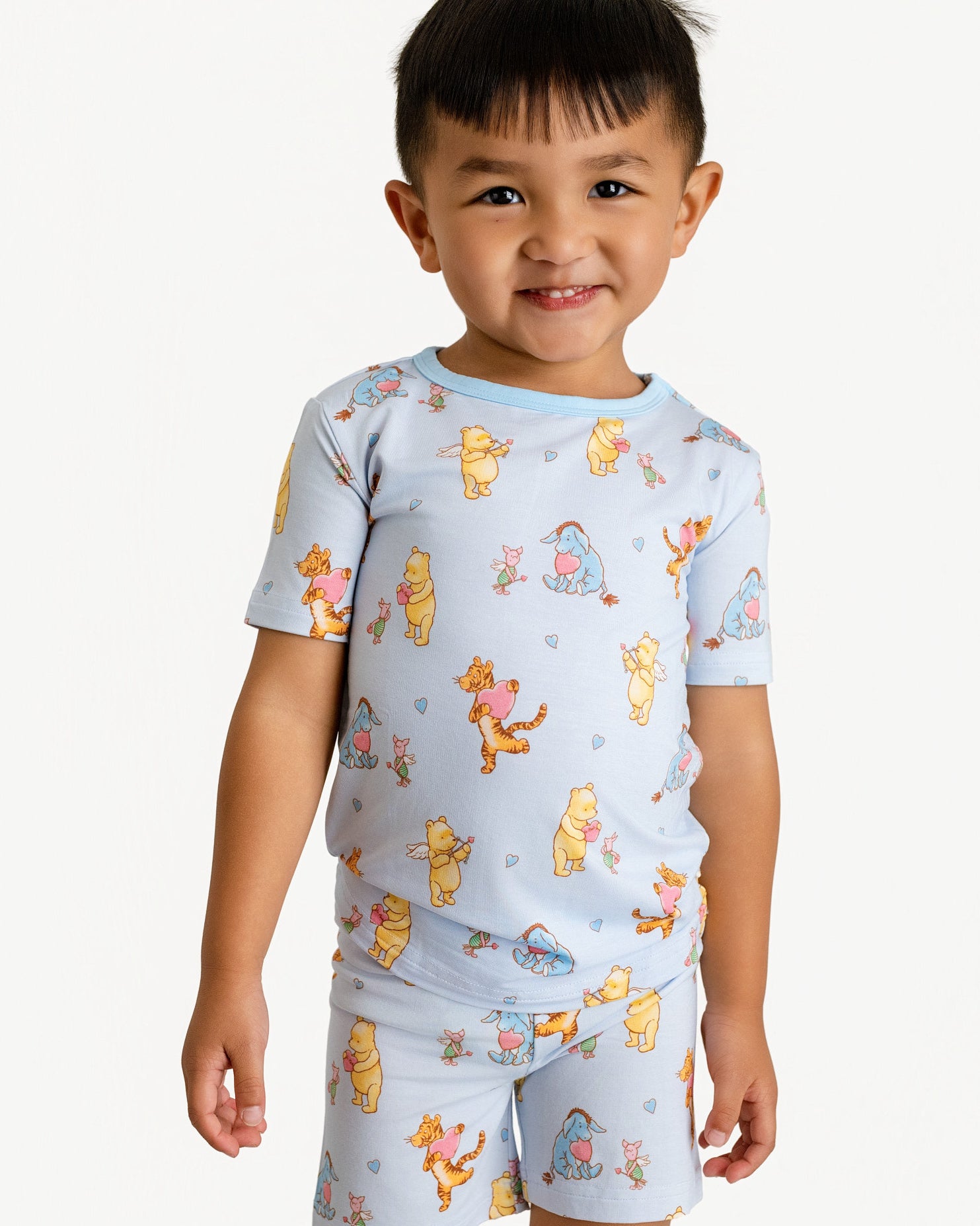 Love Bear Blue Two-Piece Short Sleeve & Shorts Set