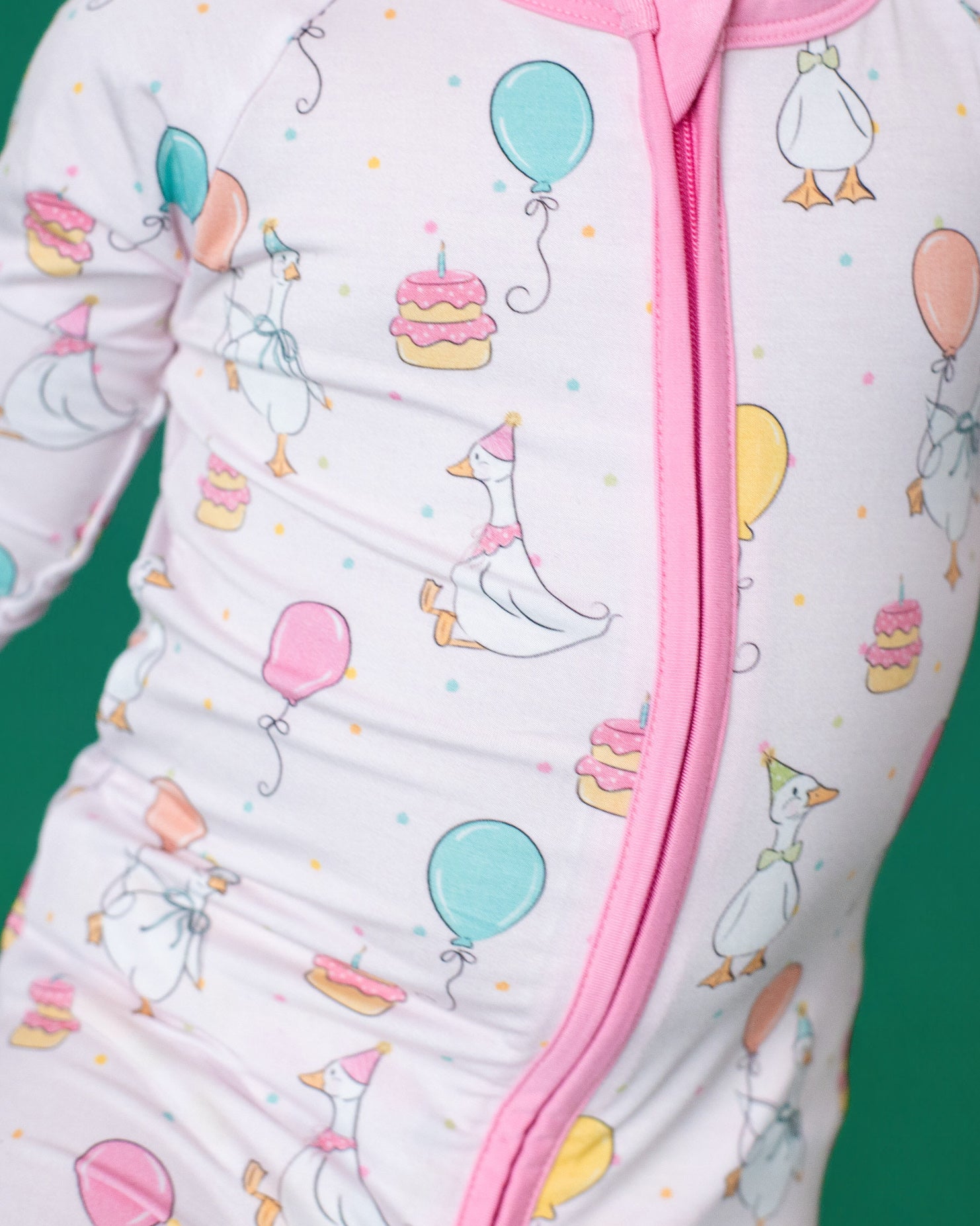 Party Geese Pink Zip Romper