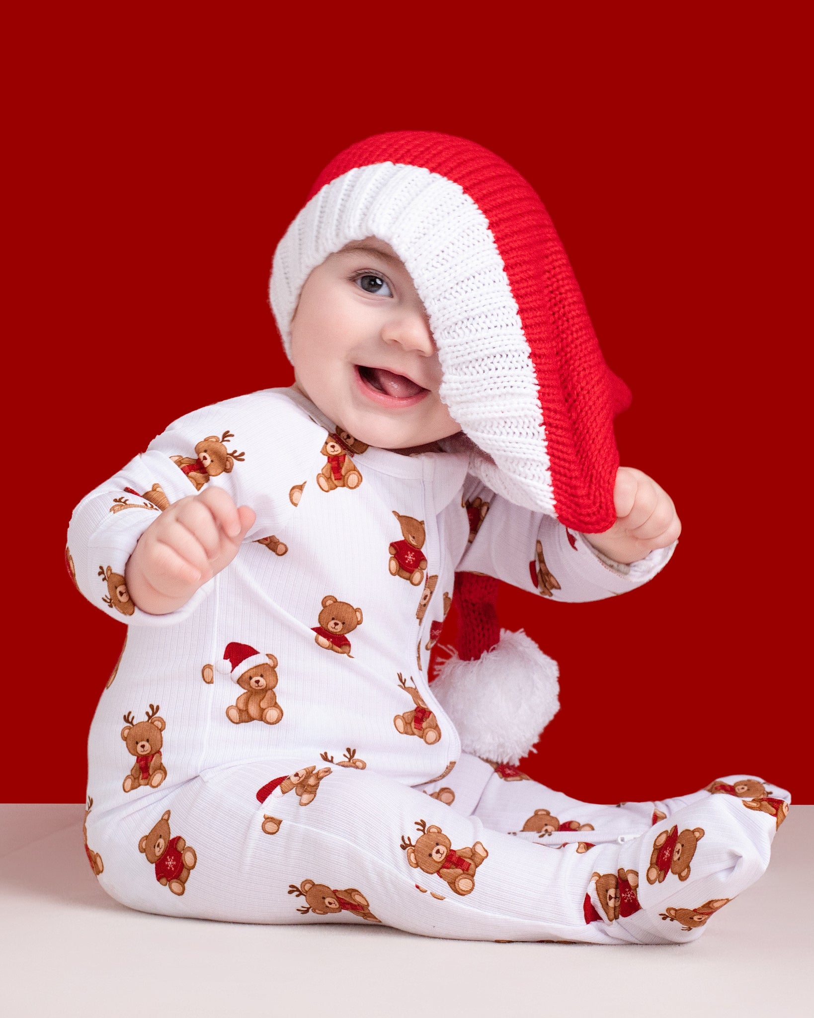Christmas Bears Ribbed Zip Romper