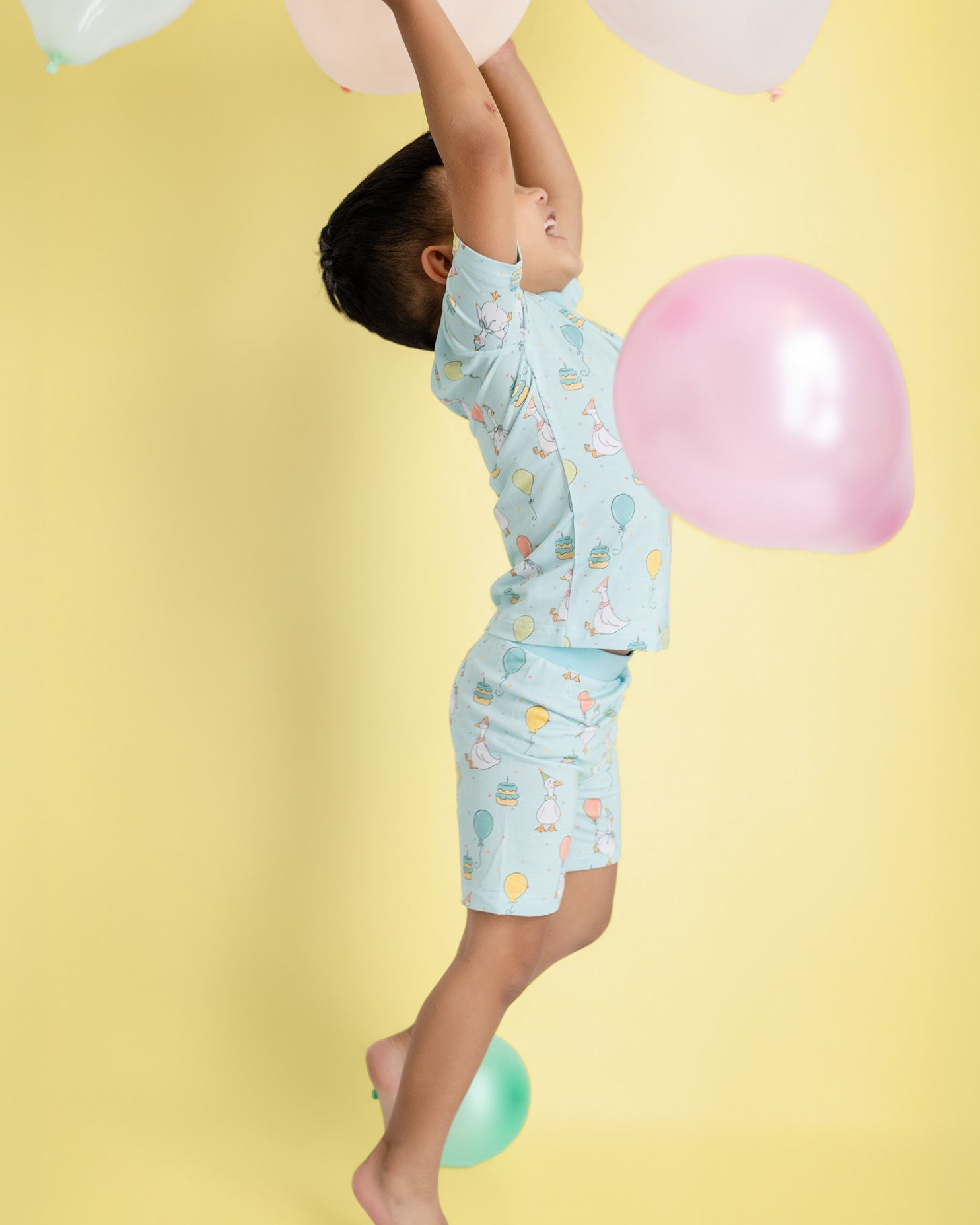 Party Geese Green Two-Piece Short Sleeve & Shorts Set