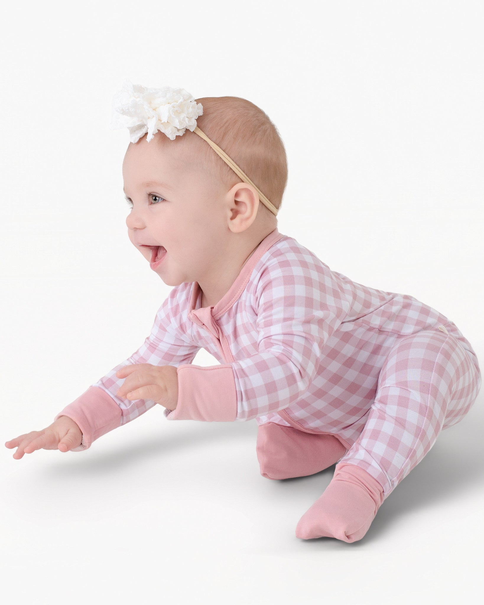Petal Gingham Zip Romper