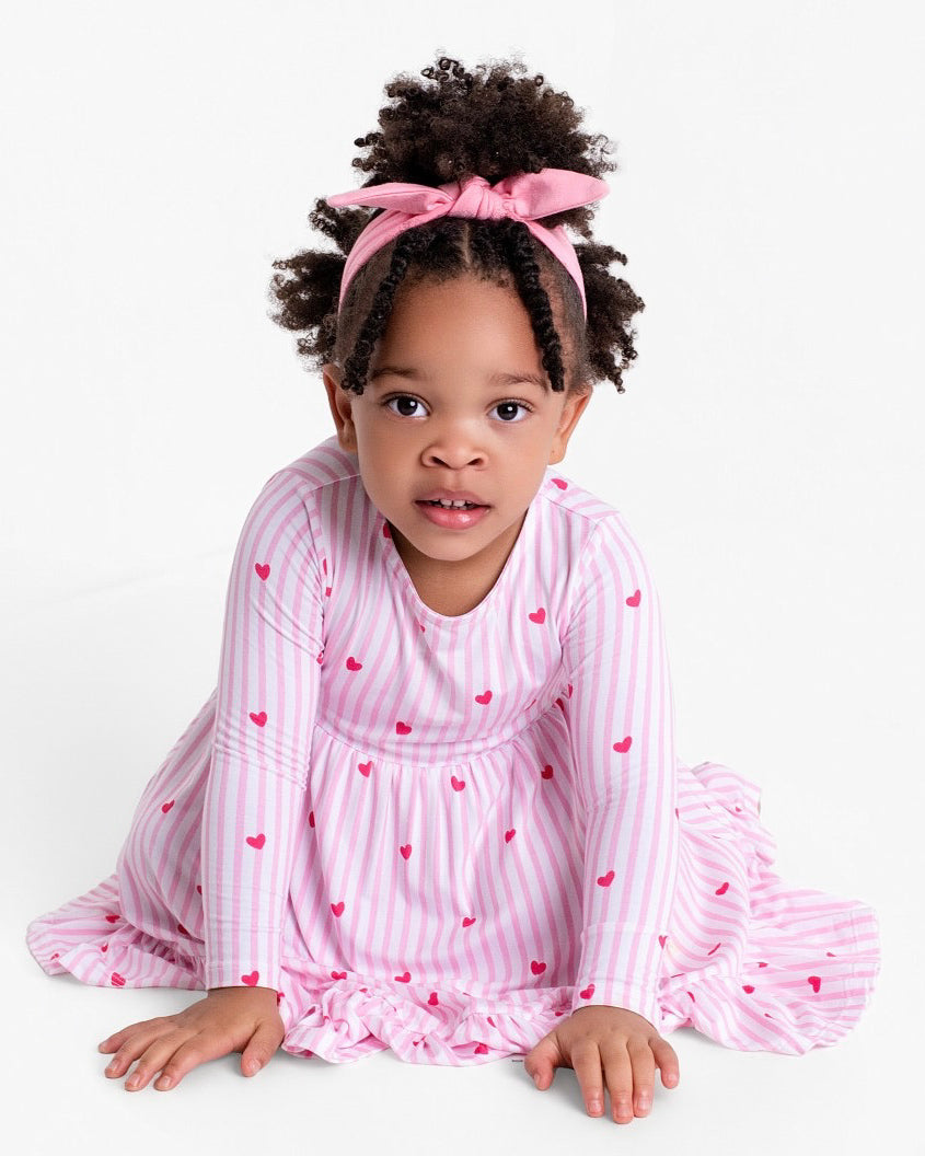 Tiny Heart Pink Twirl Dress