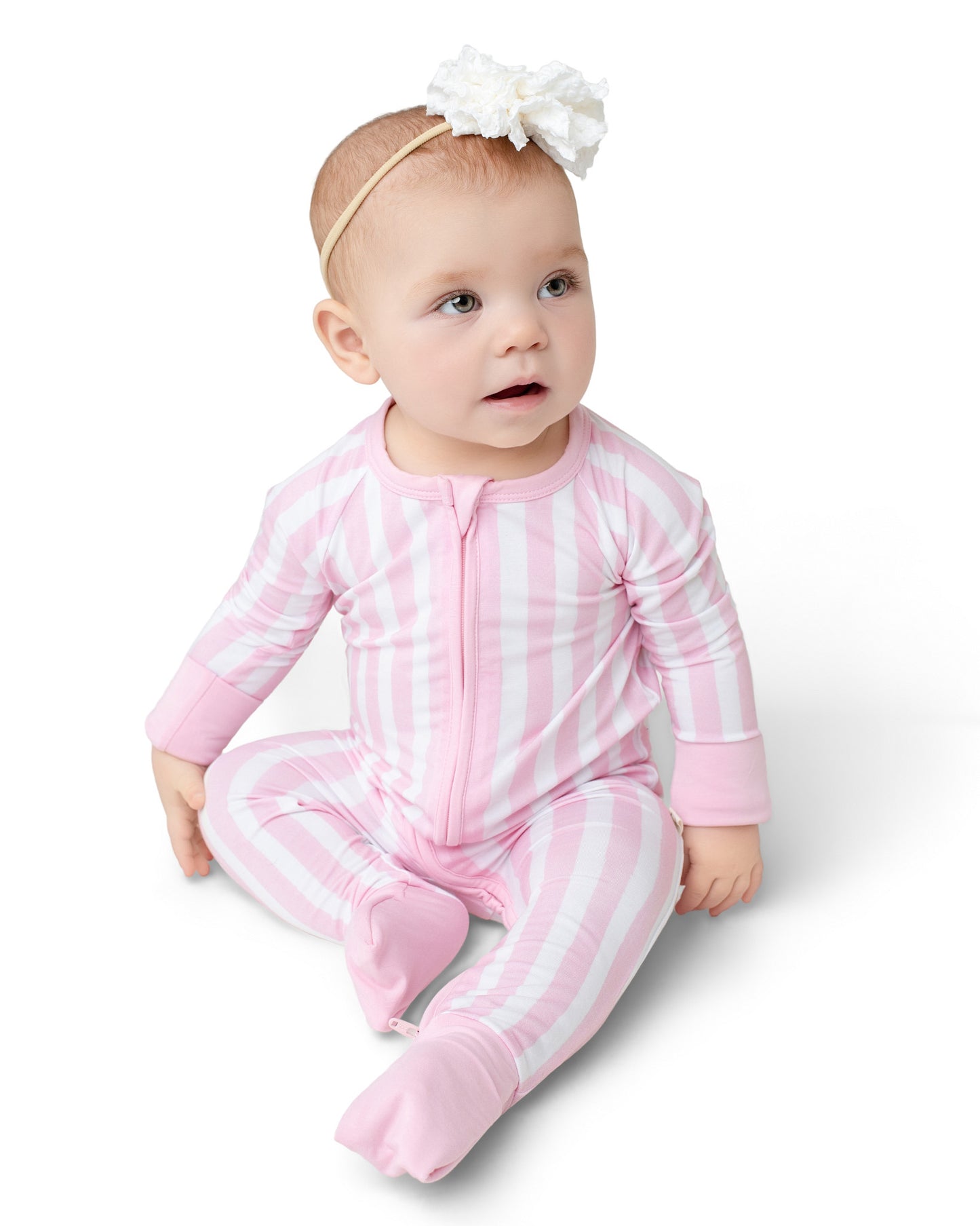 Cotton Candy Pink Stripe Zip Romper