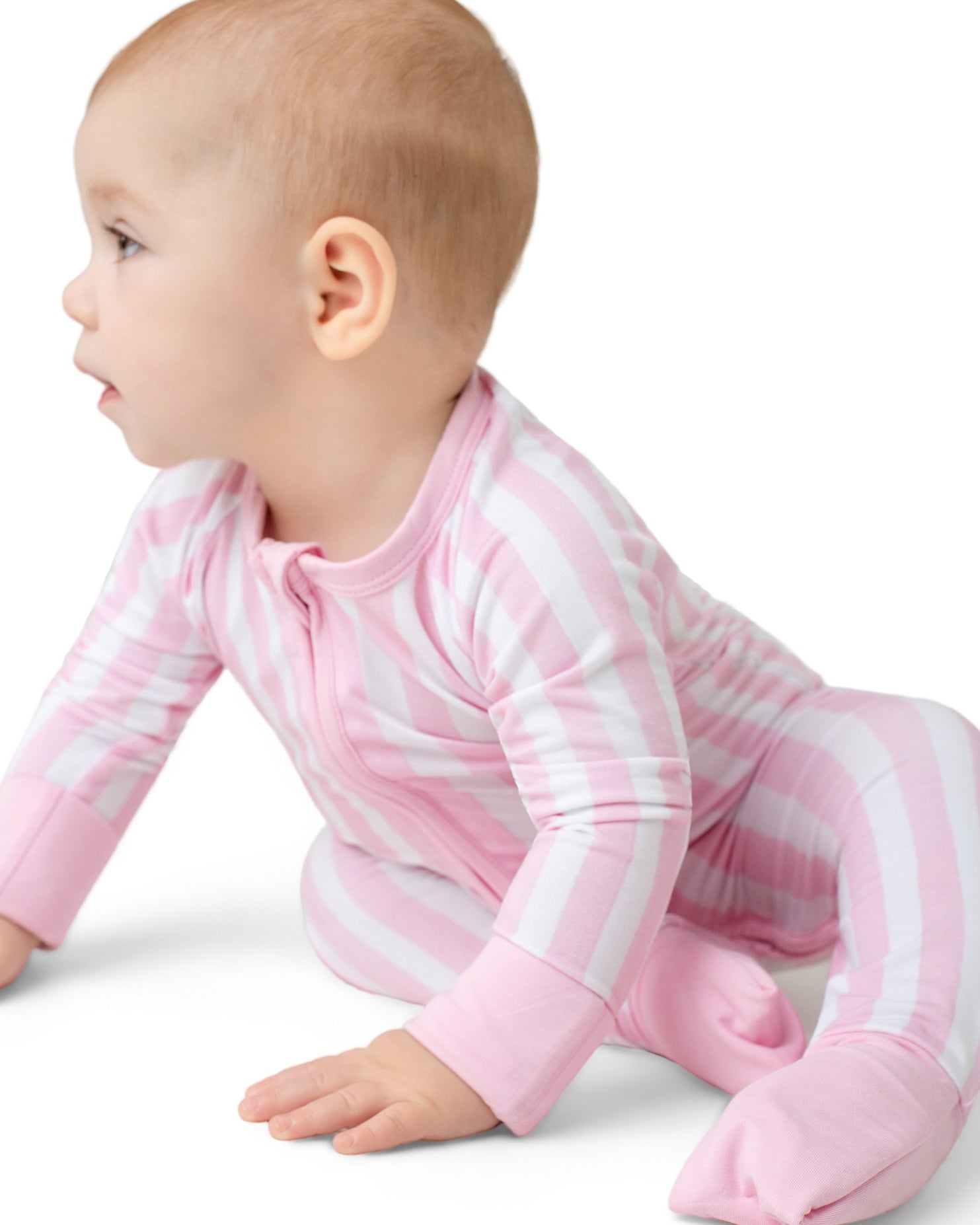 Cotton Candy Pink Stripe Zip Romper