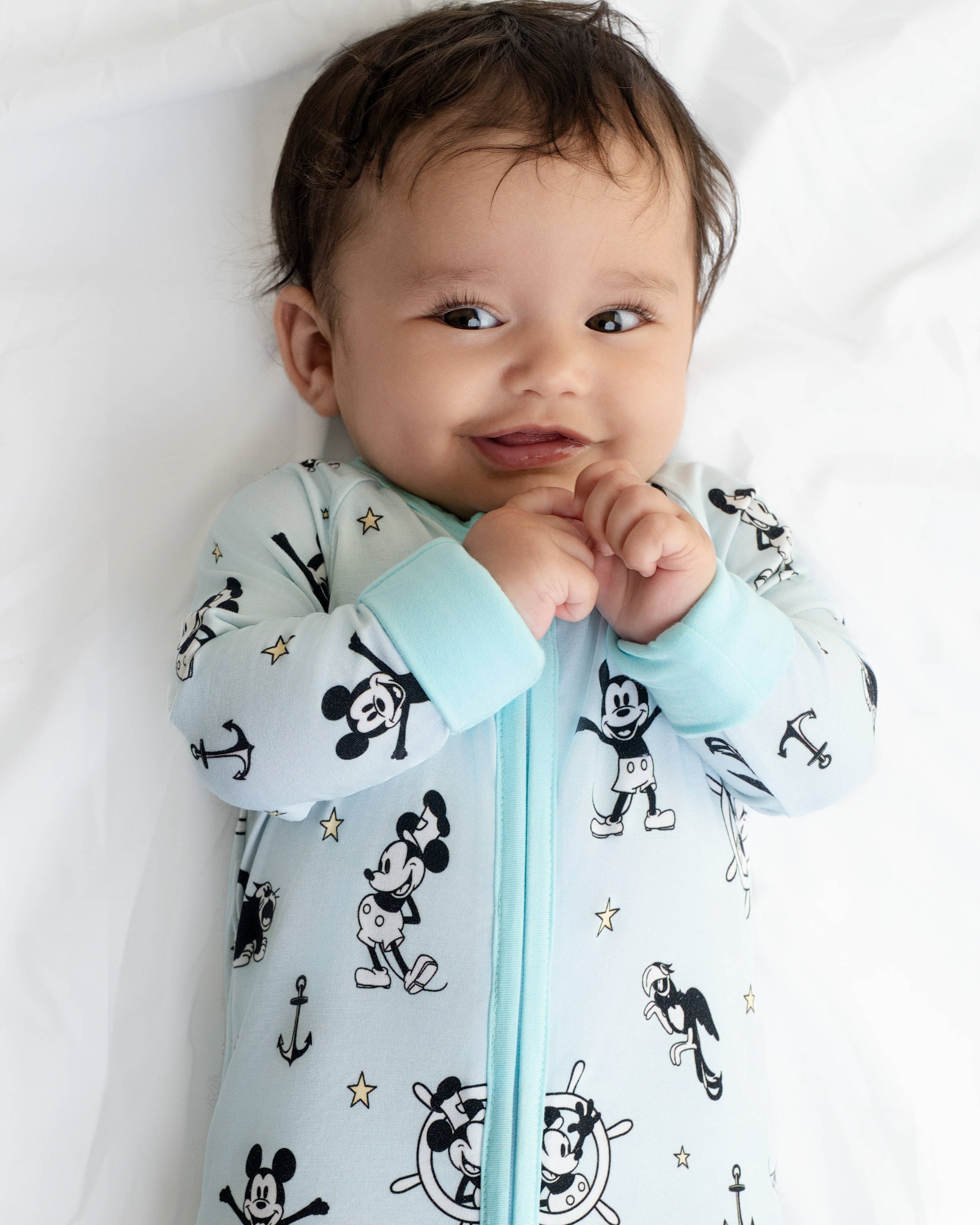 Steamboat Willie Blue Zip Romper