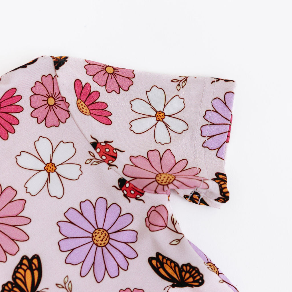 Butterfly Floral Two-Piece Short Sleeve & Shorts Set