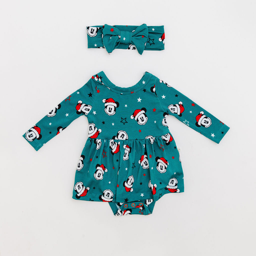 Merry Mickmas Green Twirl Dress with bodysuit