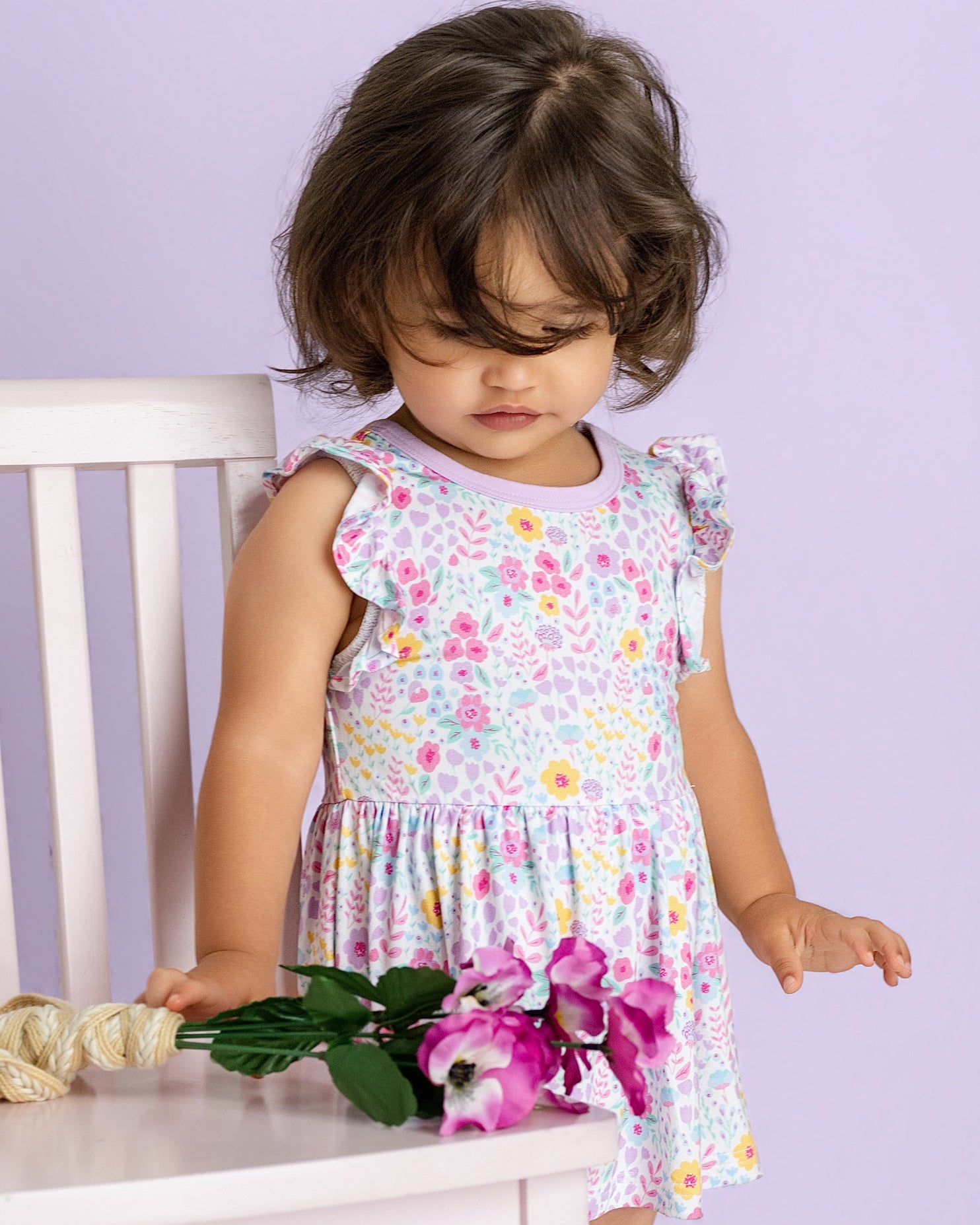 Lavender Bloom Twirl Dress with bodysuit