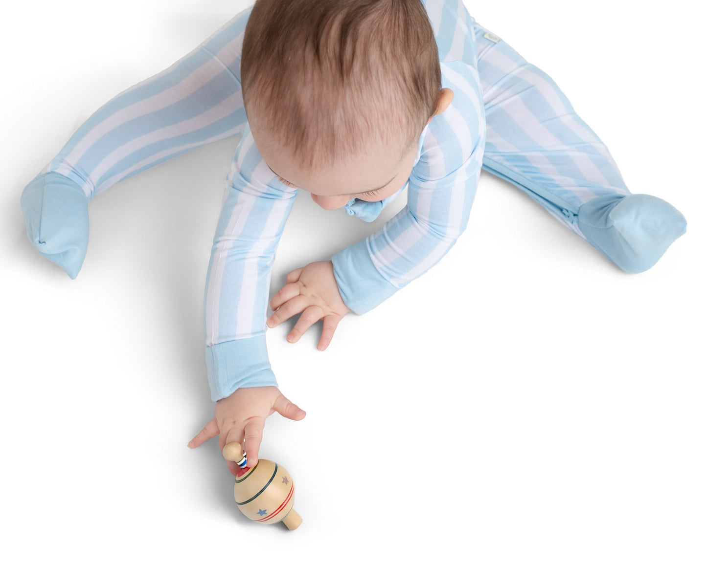 Cotton Candy Blue Stripe Zip Romper