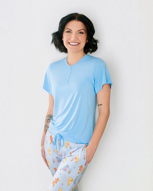 Love Bear Blue Women's Short Sleeve Pajama Top