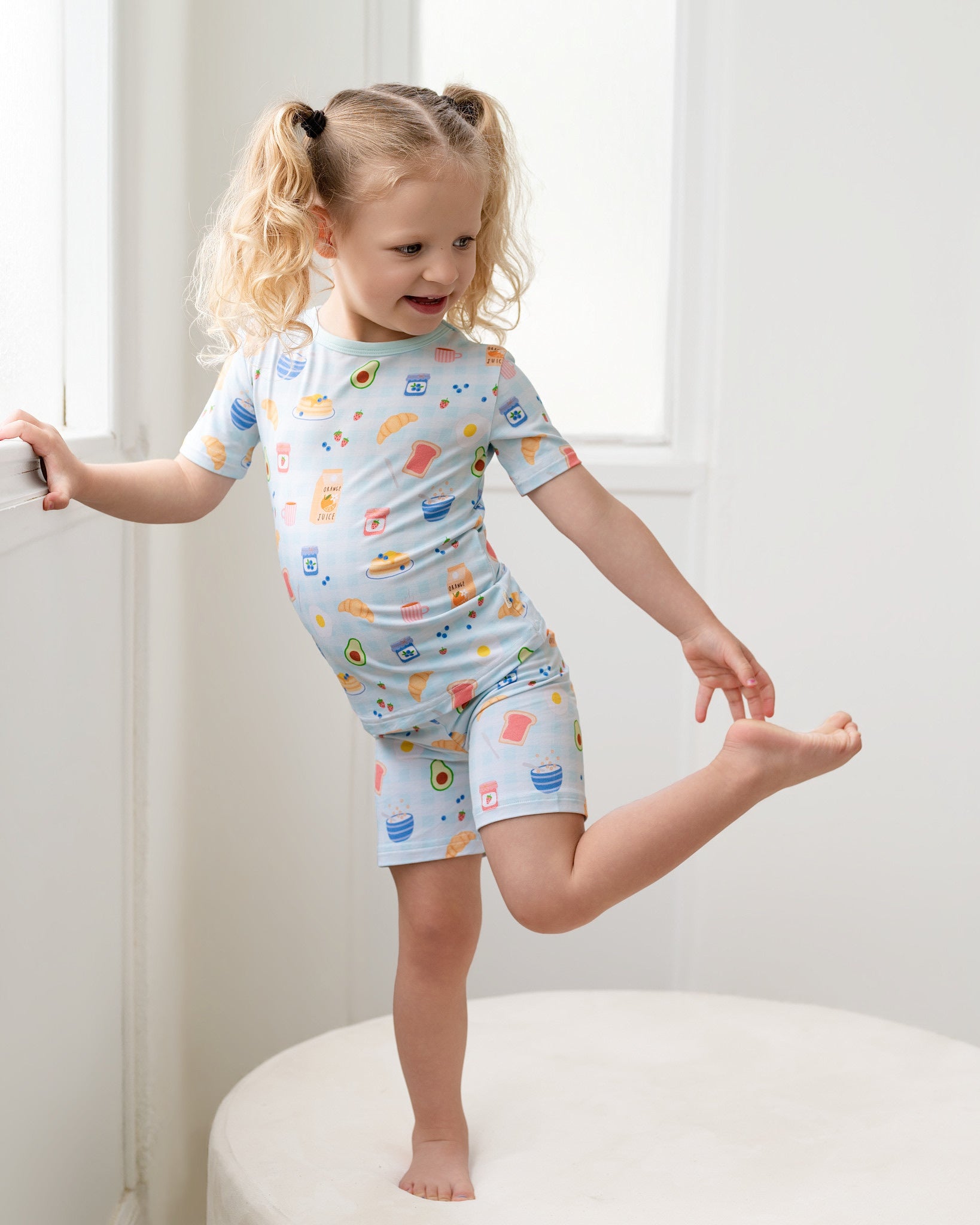 Breakfast Buddies Two-Piece Short Sleeve & Shorts Set