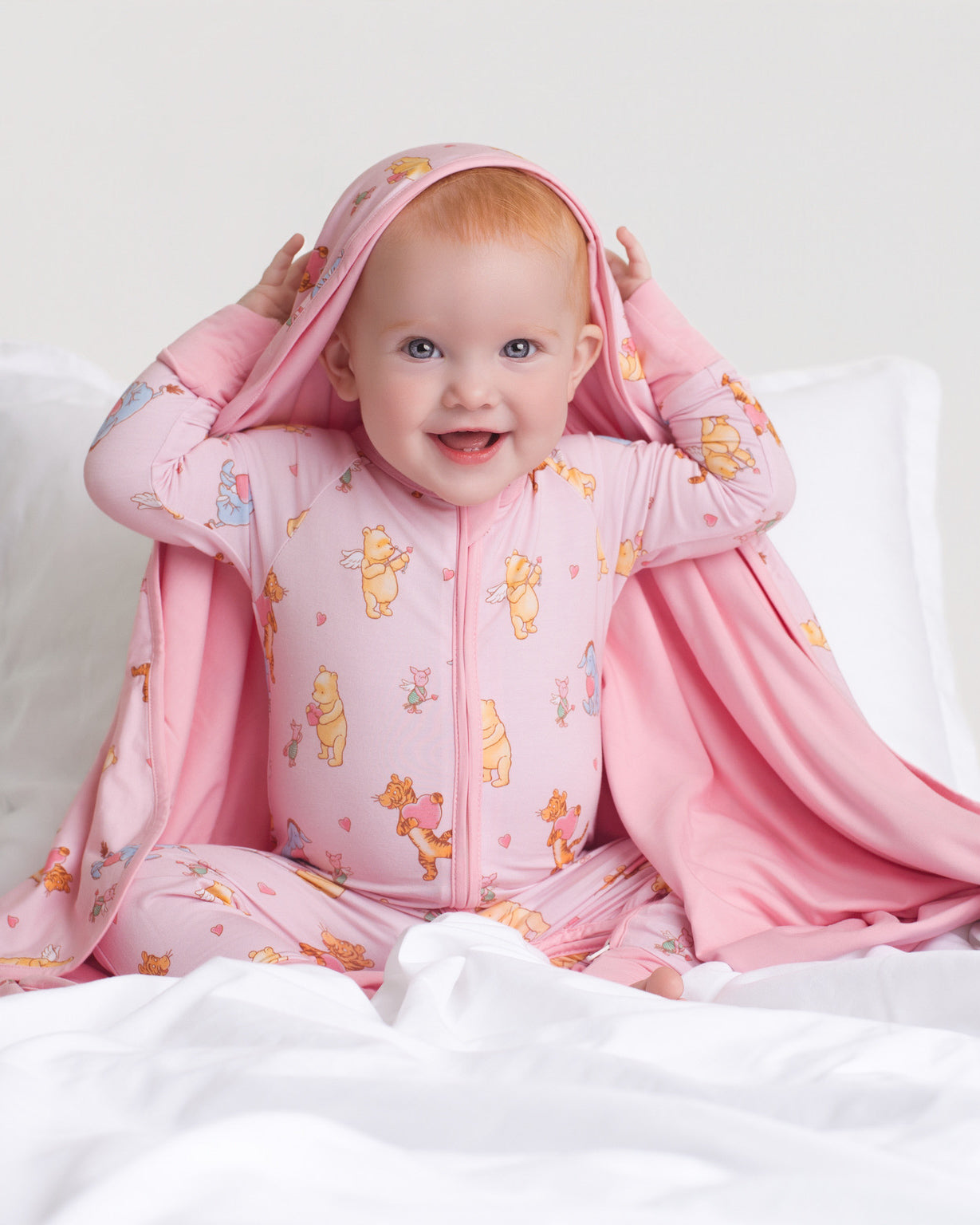 Love Bear Pink Zip romper – Dreamy Bamboo