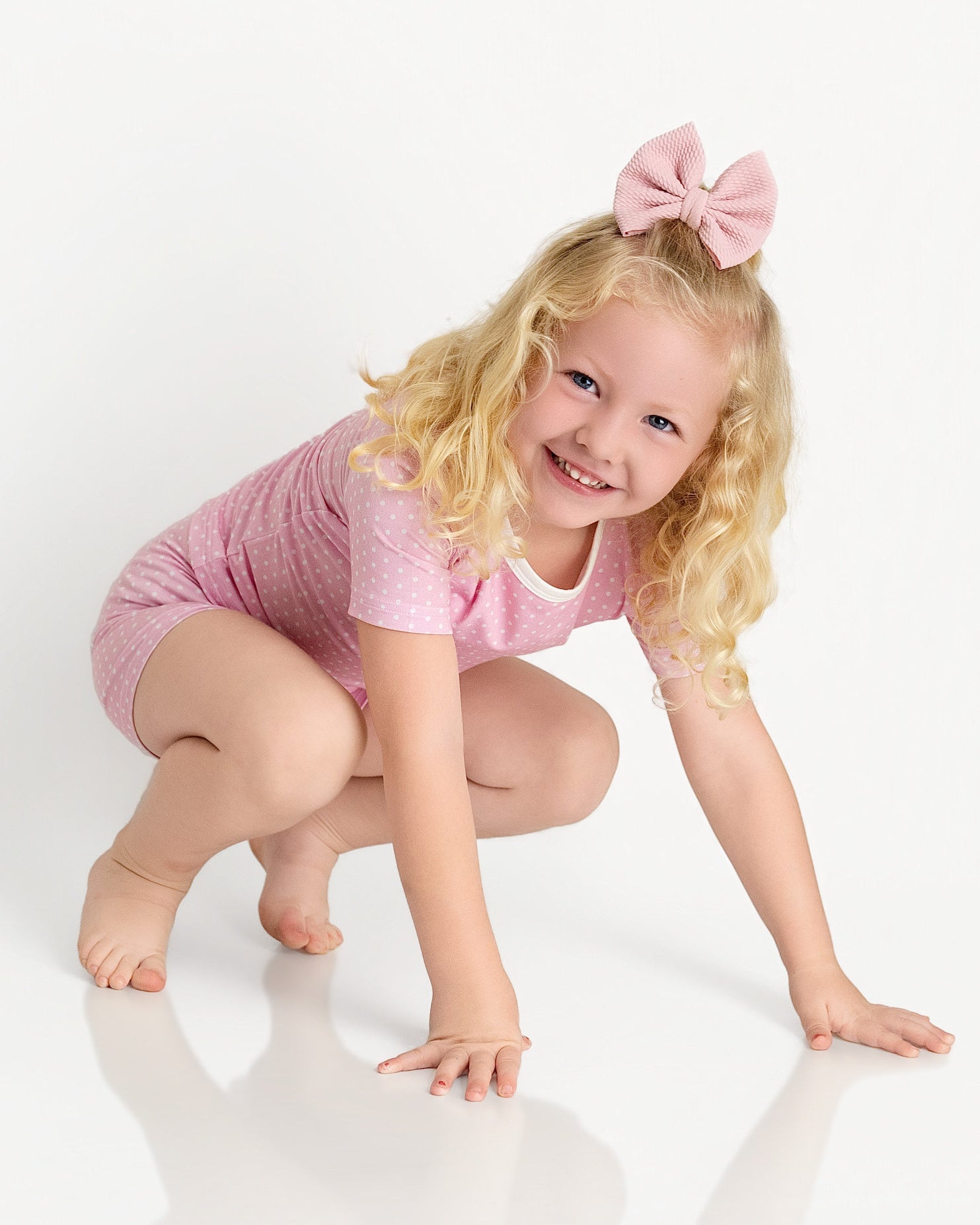 Polka Dots Two-Piece Short Sleeve & Shorts Set
