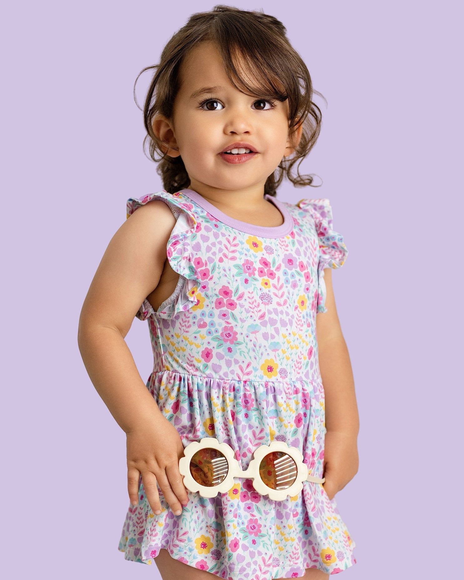 Lavender Bloom Twirl Dress with bodysuit