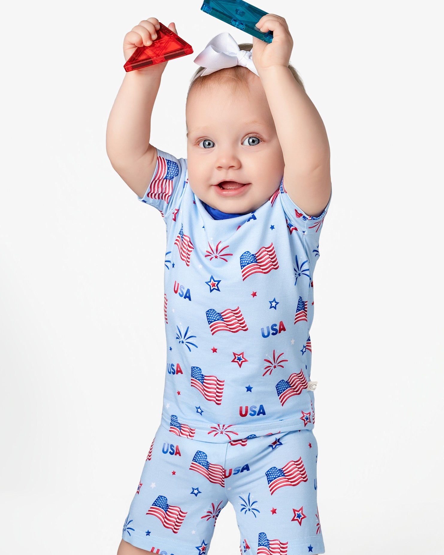 Little Firecracker Two-Piece Short Sleeve & Shorts Set