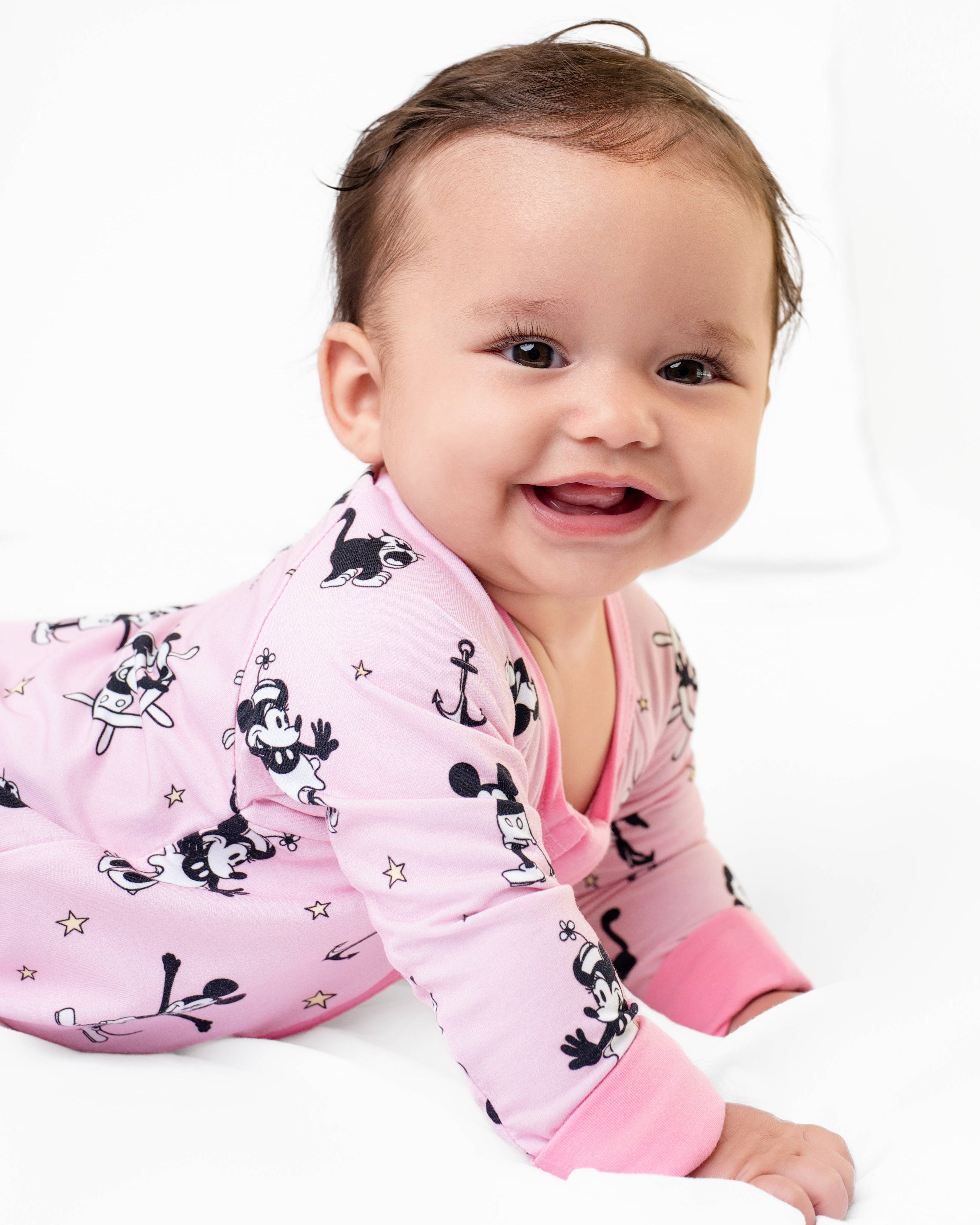 Steamboat Willie Pink Zip Romper