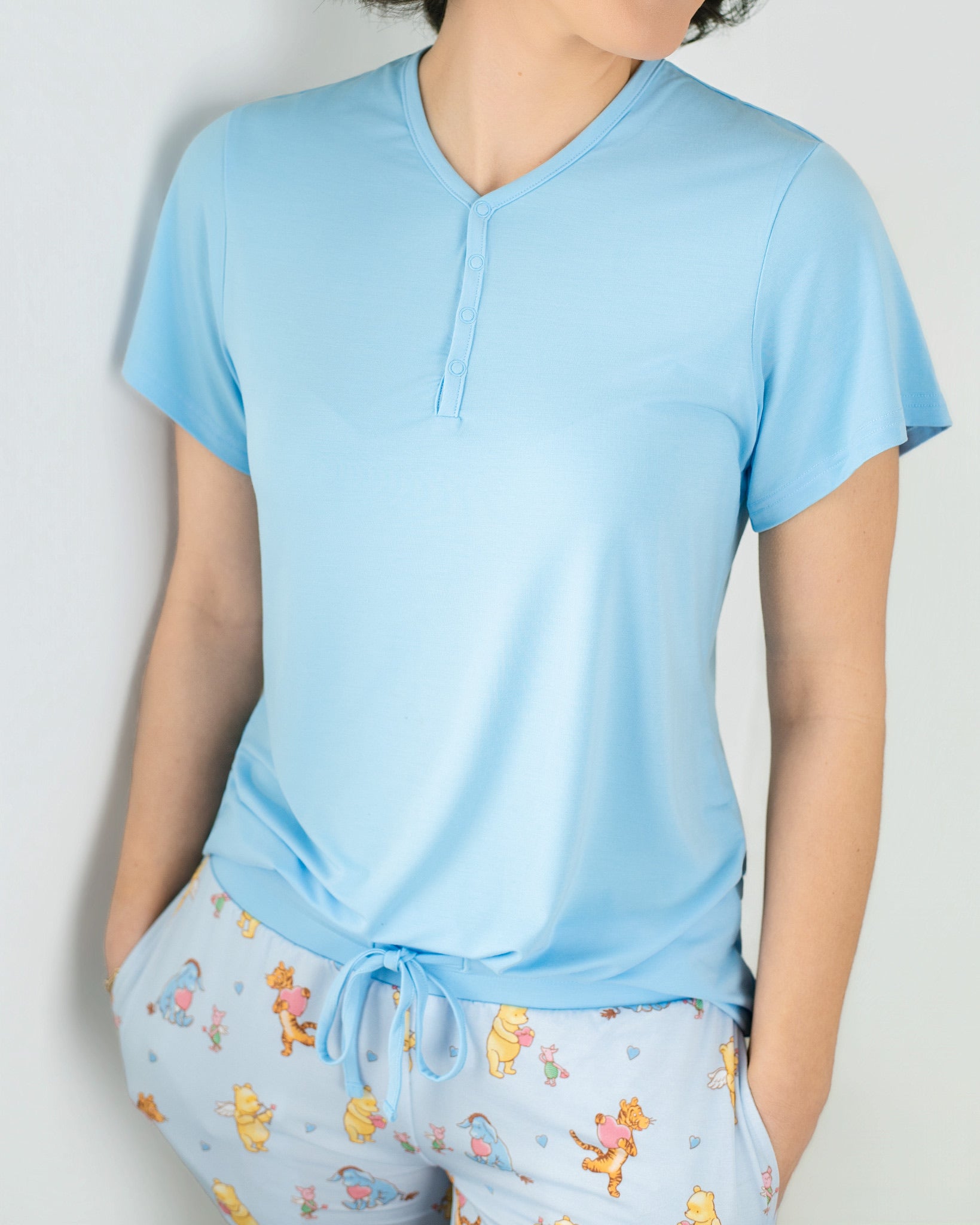 Love Bear Blue Women's Short Sleeve Pajama Top