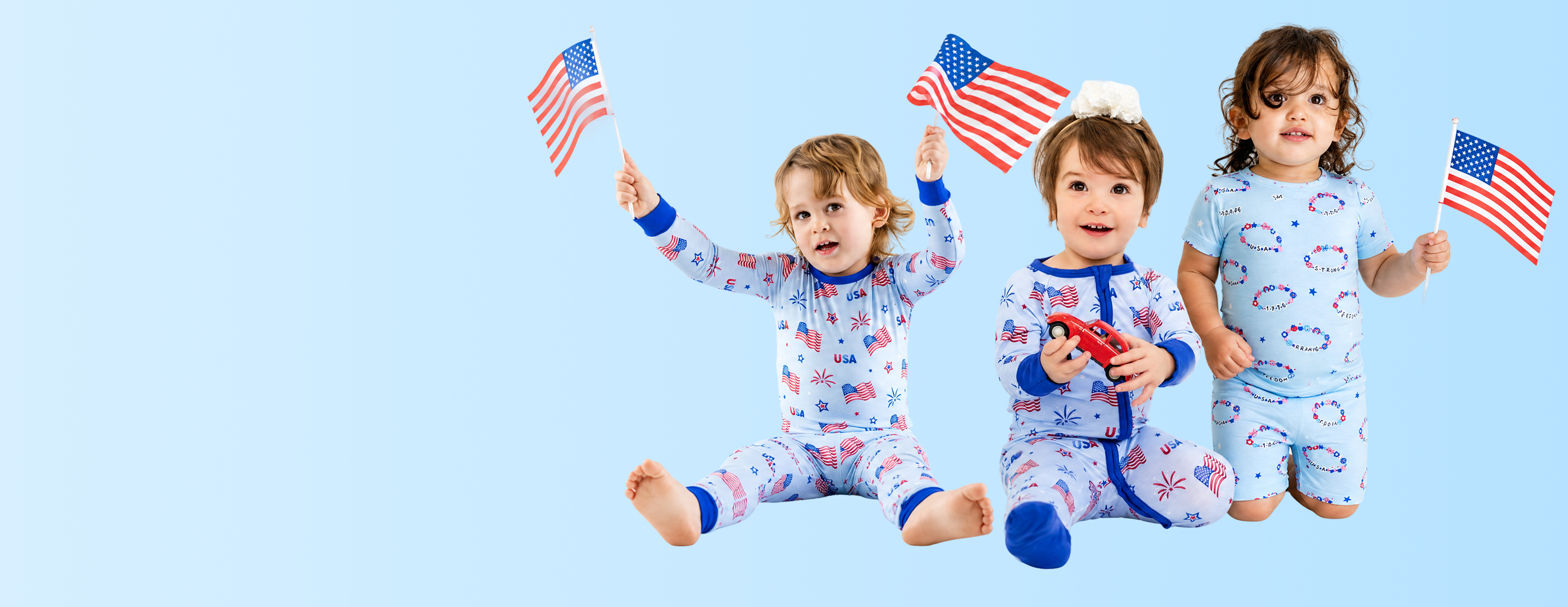 Children wearing patriotic Dreamy Bamboo pajamas