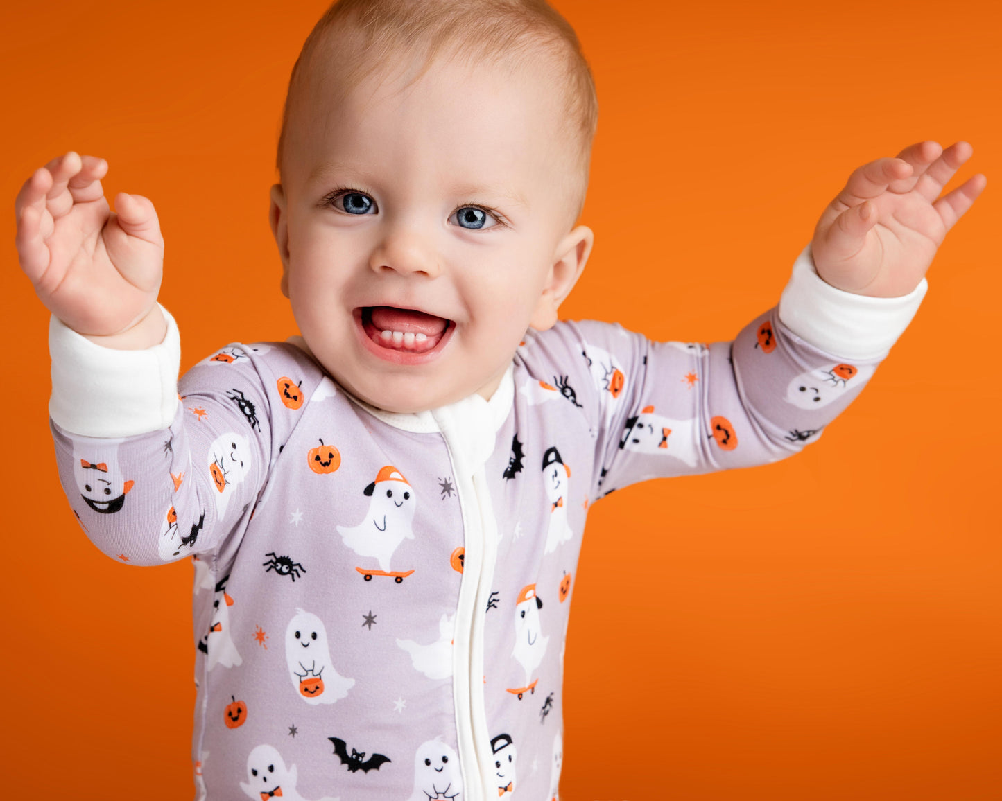 Spooky & Sweet Gray Zip Romper