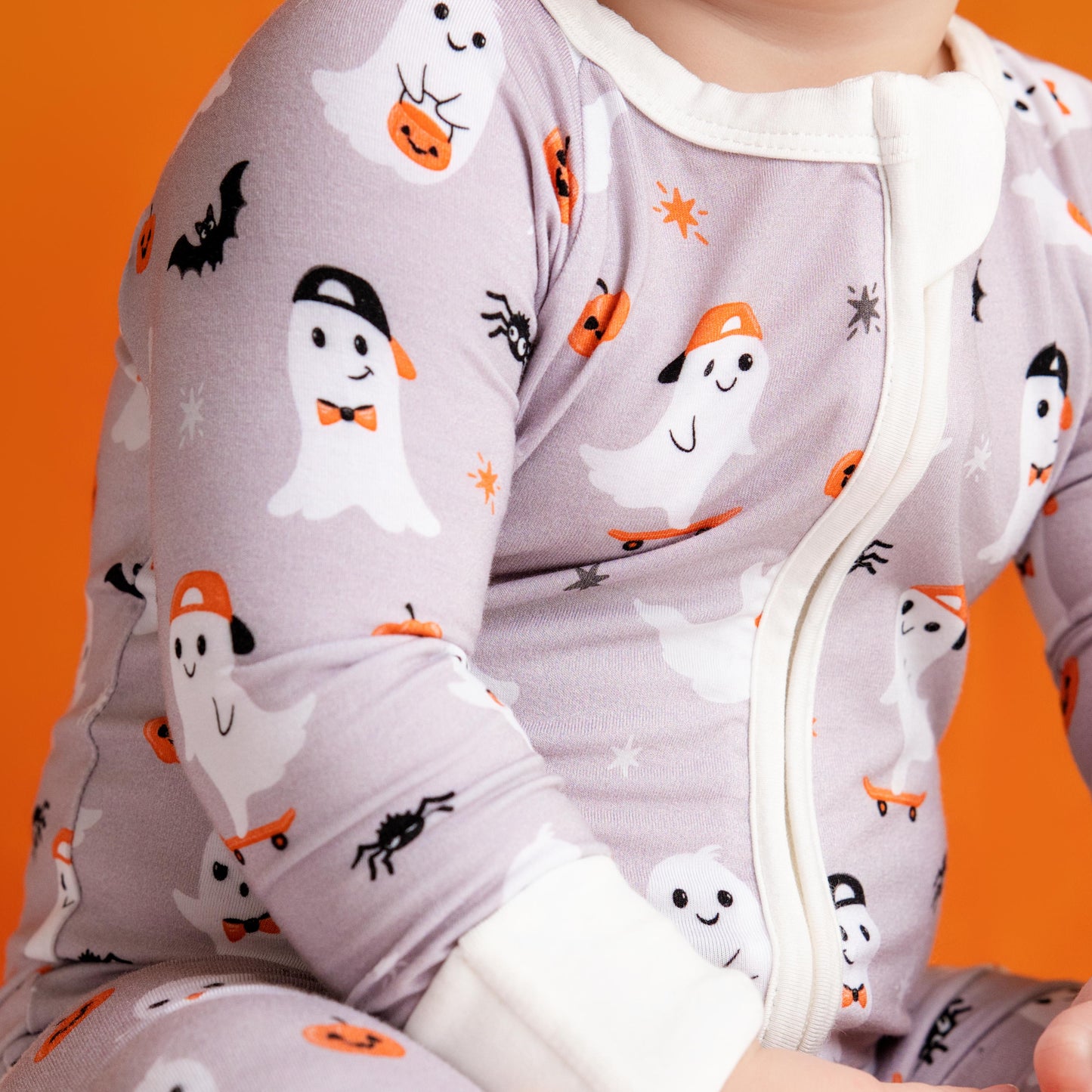 Spooky & Sweet Gray Zip Romper