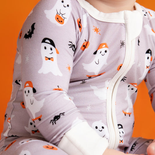Spooky & Sweet Gray Zip Romper